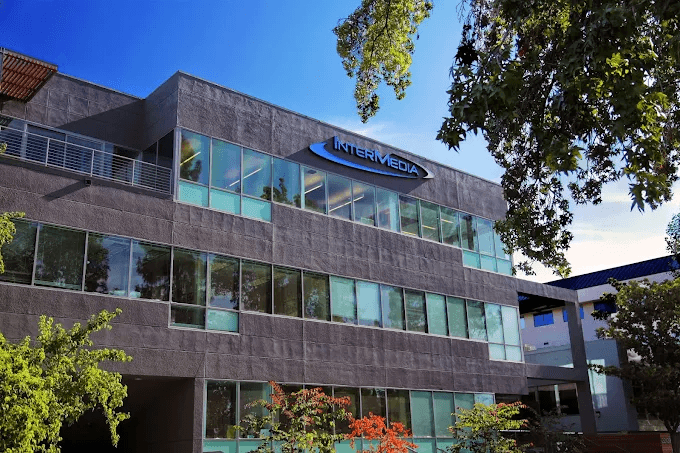 InterMedia office building with the original InterMedia sign